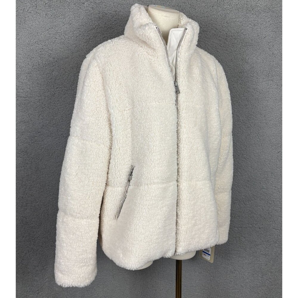 Levis Women's Stand Collar Sherpa Puffer Jacket Zip Up Pockets XL Cream NWT's. - Picture 3 of 8